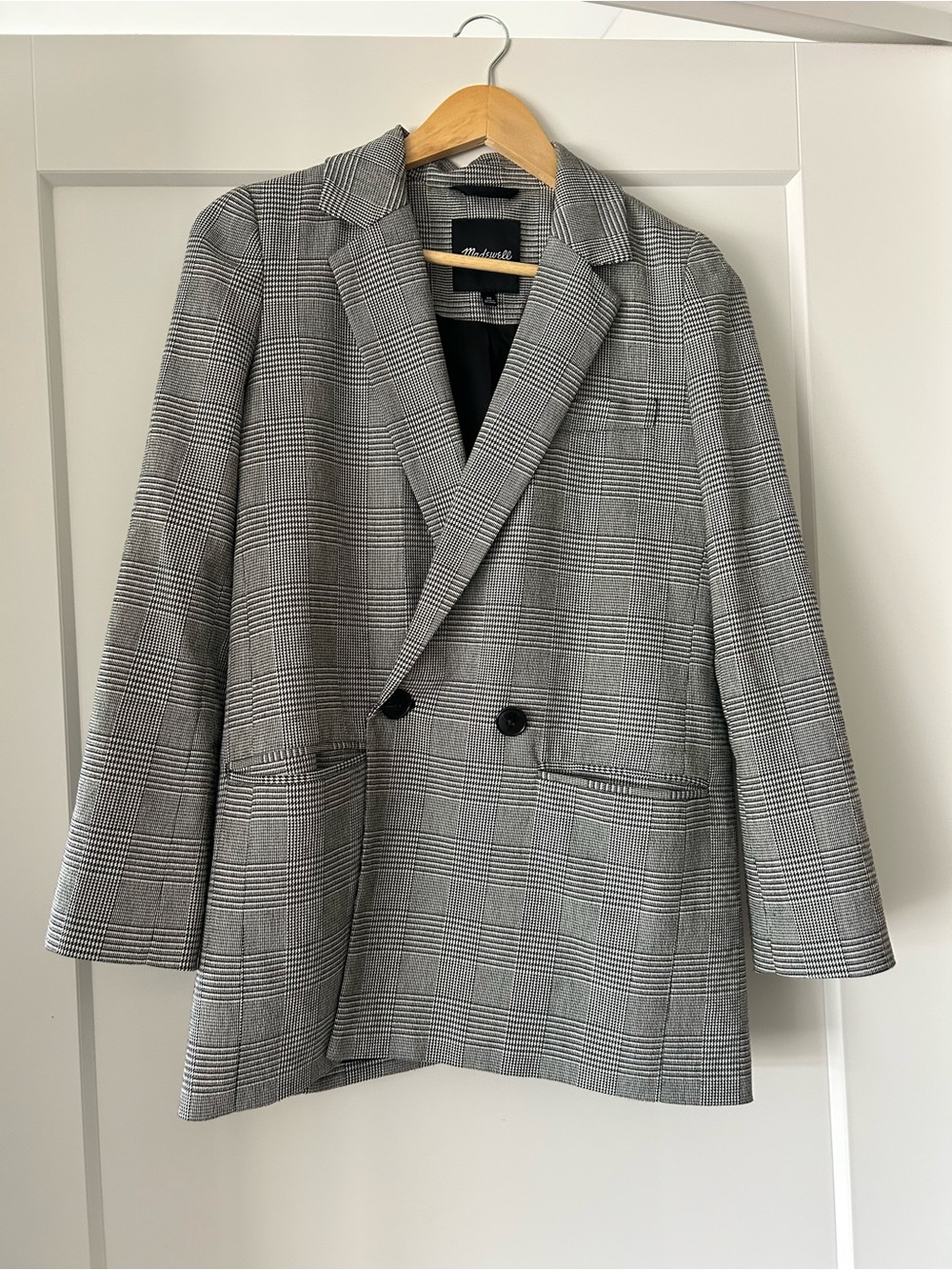 Madewell | Double-Breasted Plaid Blazer - Black & White